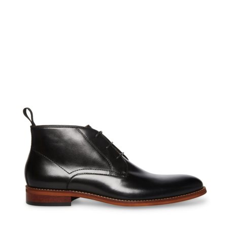 Black Steve Madden Favien Leather Men's Derby Shoes | PH 9825AZT